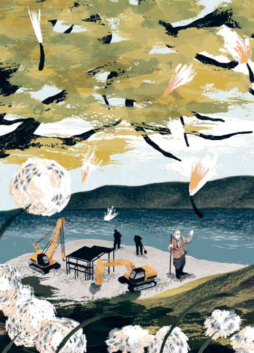 Ilustración de La cabina de teléfono en el jardín del señor Hirota
