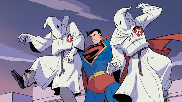 Ilustración de Superman contra el Klan
