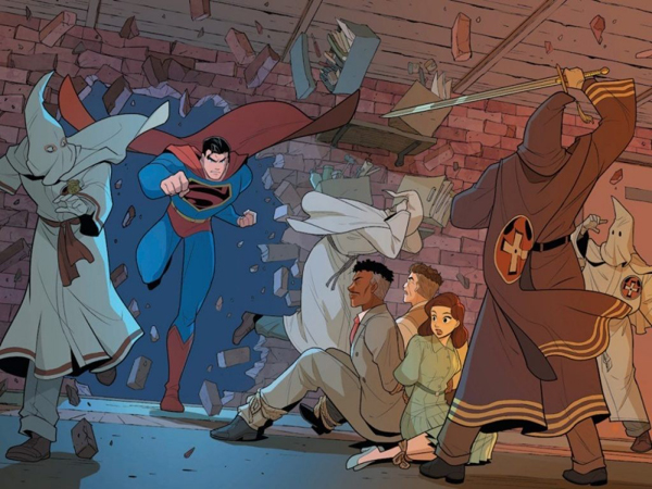Ilustración de Superman contra el Klan