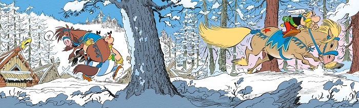 Ilustración de Astérix tras las huellas del Grifo