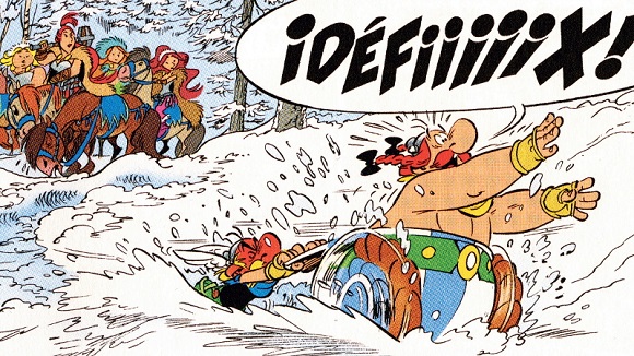 Ilustración de Astérix tras las huellas del Grifo