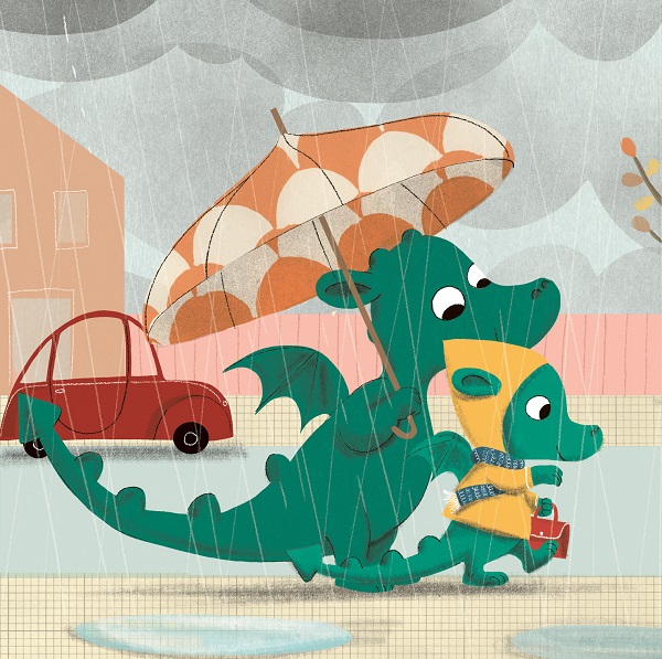 Ilustración de Dragona va a la escuela