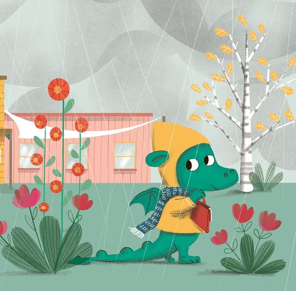 Ilustración de Dragona va a la escuela