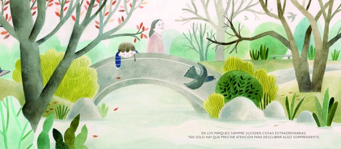 Ilustración de Las palomas del parque