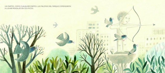 Ilustración de Las palomas del parque