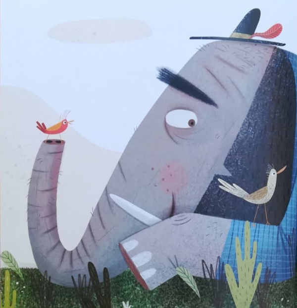 Ilustración de El elefante y la margarita