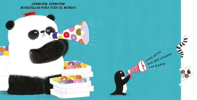Ilustración de Lávate las manos con el señor Panda