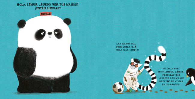 Ilustración de Lávate las manos con el señor Panda