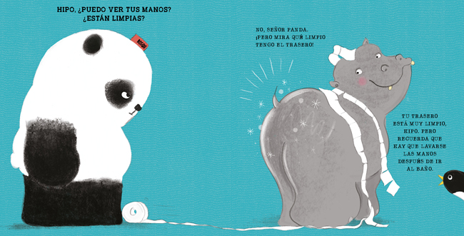 Ilustración de Lávate las manos con el señor Panda