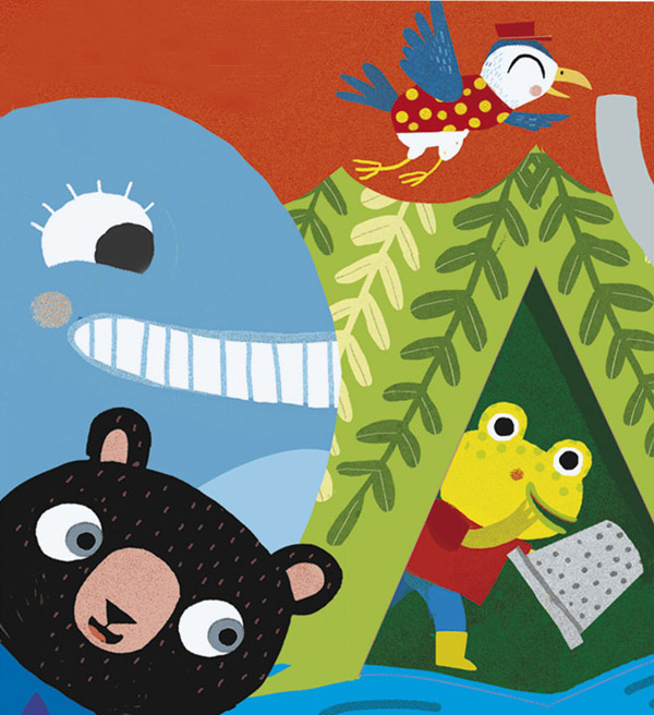 Ilustración de La rana Mariana busca toda la semana