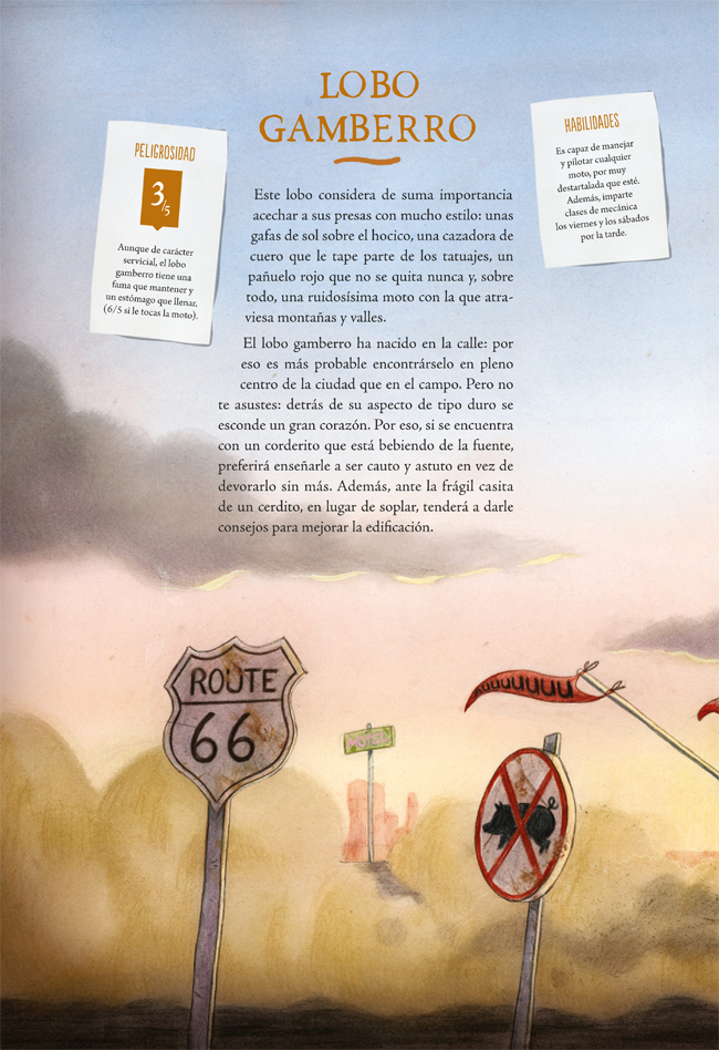 Ilustración de La feroz enciclopedia de los lobos