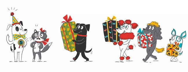 Ilustración de ¡Feliz cumpleaños, Perro! y Gata