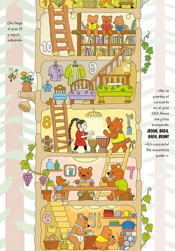 Ilustración de 100 pisos en el bosque