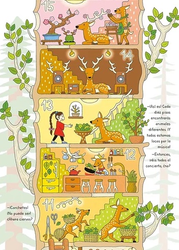 Ilustración de 100 pisos en el bosque