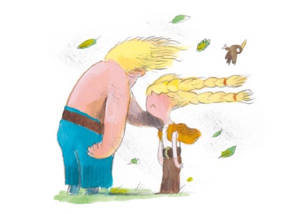 Ilustración de DAGFRID. Una niña vikinga