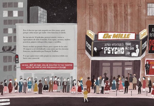 Ilustración de Alfred Hitchcock. El niño que filmó el miedo