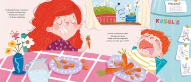 Ilustración de Rosalía y las verduras que no se comía