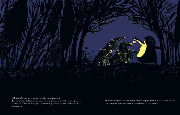Ilustración de Rosa-Luna y los lobos