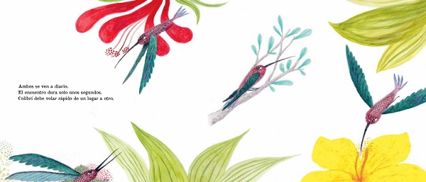 Ilustración de Verbena y Colibrí