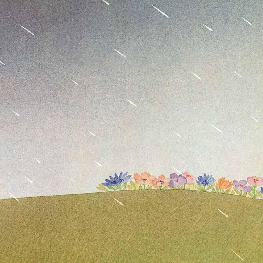 Ilustración de Un día de lluvia y flores