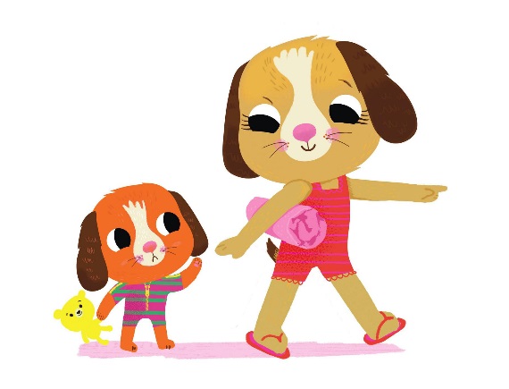 Ilustración de La perrita Pipa aprende a nadar