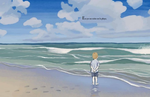 Ilustración de Un niño en la playa