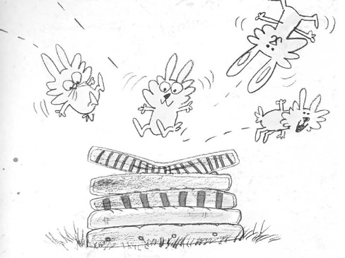 Ilustración de Grimwood. ¡Por los pelos!