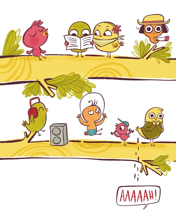 Ilustración de Pío, el polluelo dormilón
