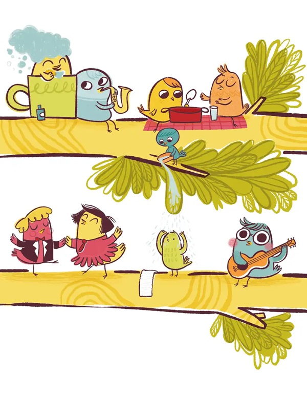 Ilustración de Pío, el polluelo dormilón