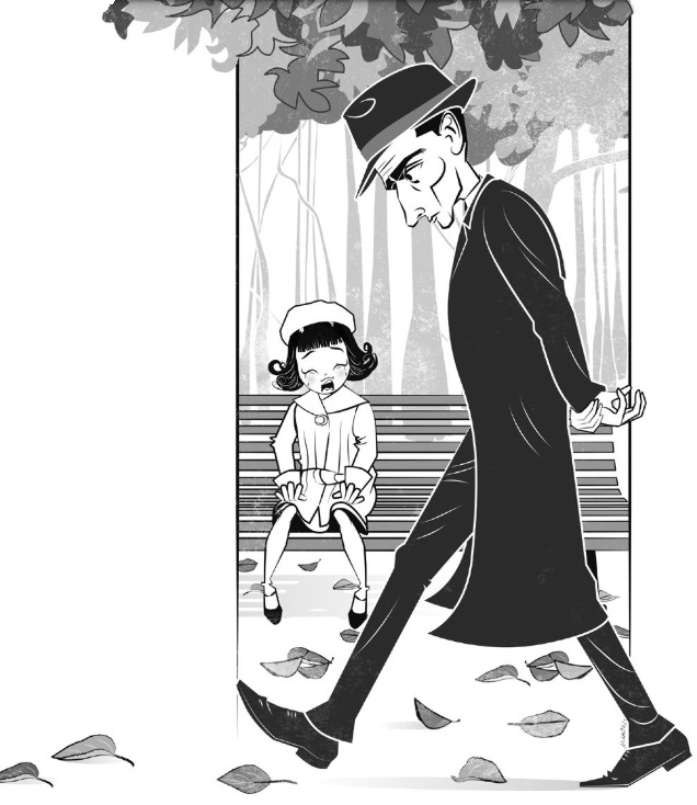 Ilustración de Kafka y la muñeca viajera