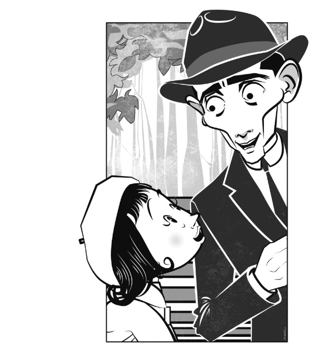 Ilustración de Kafka y la muñeca viajera
