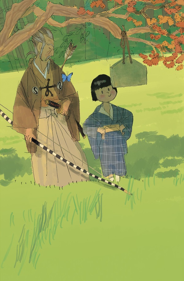 Ilustración de La leyenda del samurai y la mariposa azul
