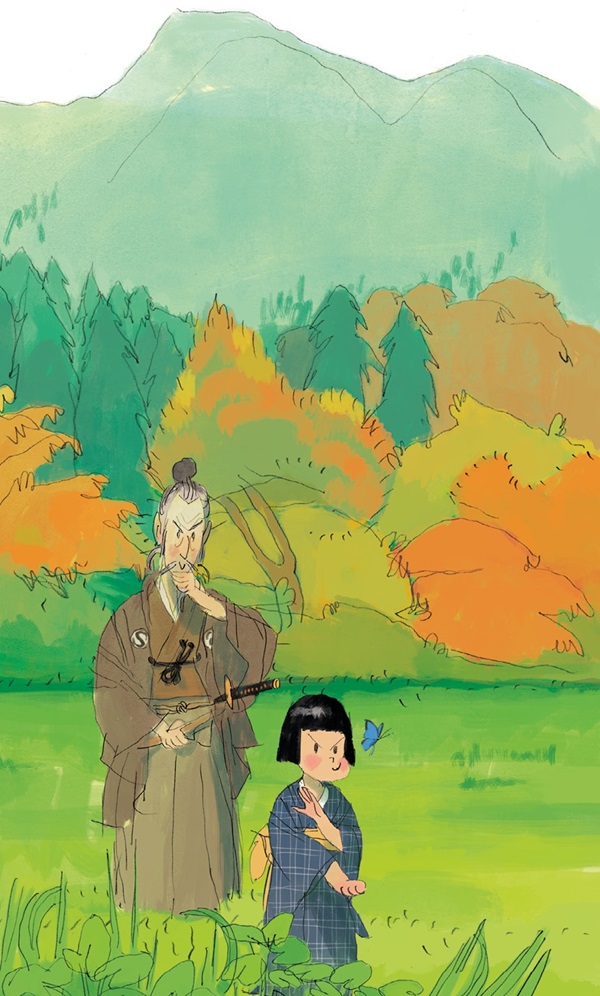 Ilustración de La leyenda del samurai y la mariposa azul
