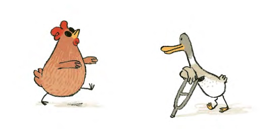 Ilustración de Pato cojo, gallina ciega