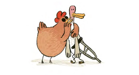 Ilustración de Pato cojo, gallina ciega