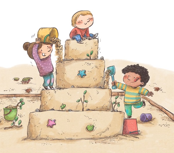 Ilustración de Jugamos en la arena