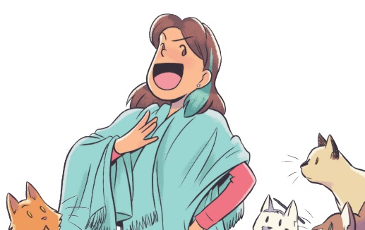 Ilustración de Caty la cuidadora de gatos