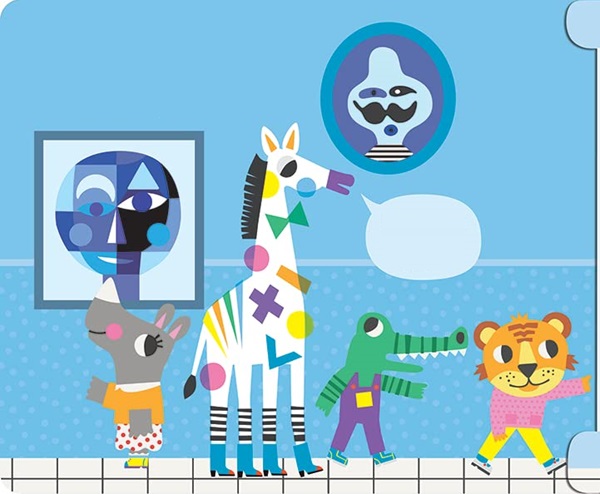 Ilustración de Los colores en el museo