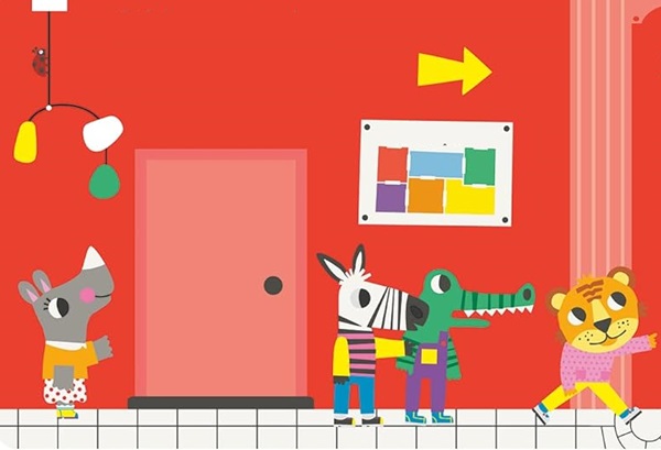 Ilustración de Los colores en el museo