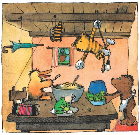 Ilustración de Gran fiesta de cumpleaños para el tigre