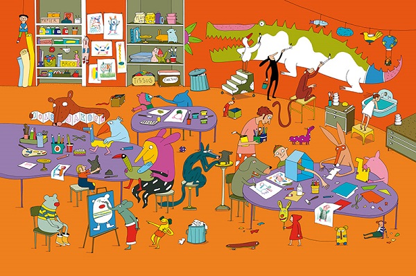 Ilustración de Serafina. En la escuela