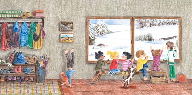 Ilustración de Jugamos en la nieve