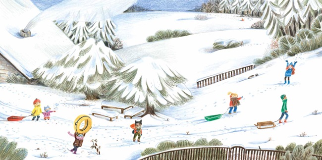 Ilustración de Jugamos en la nieve