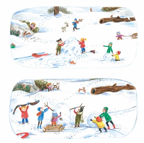 Ilustración de Jugamos en la nieve