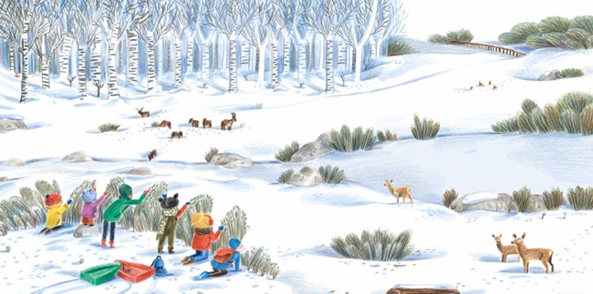 Ilustración de Jugamos en la nieve
