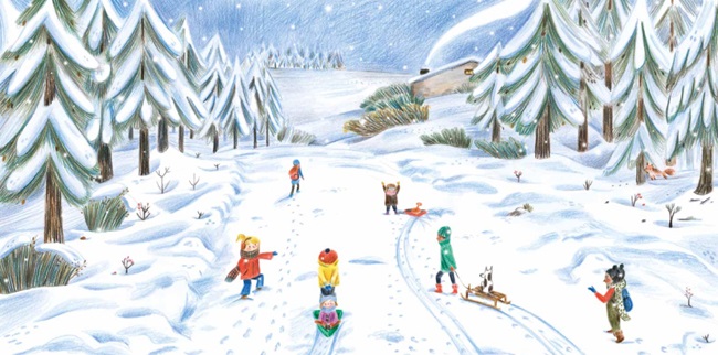 Ilustración de Jugamos en la nieve