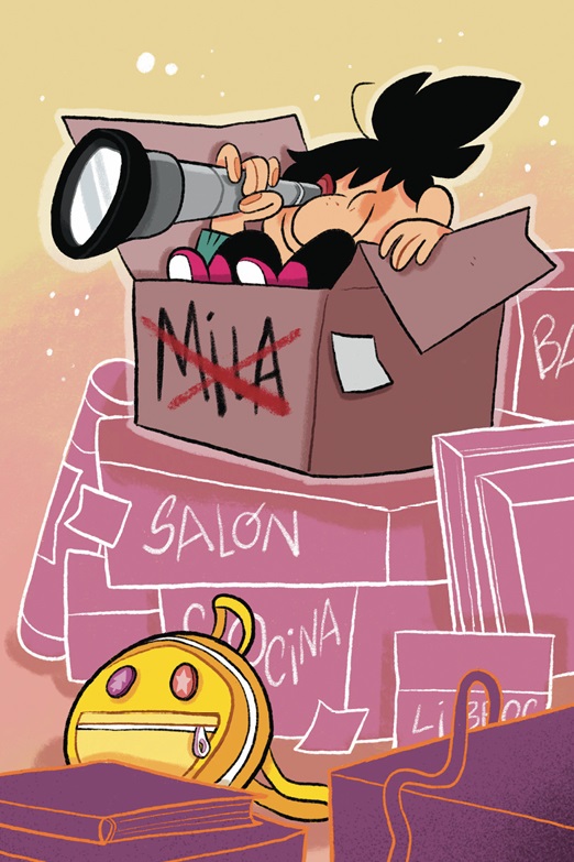 Ilustración de Mila y el pedrolo del espacio exterior