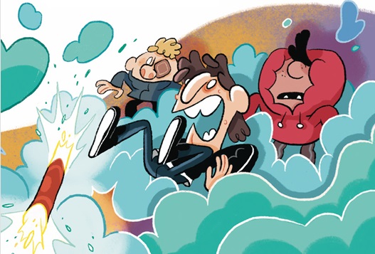 Ilustración de Mila y el pedrolo del espacio exterior