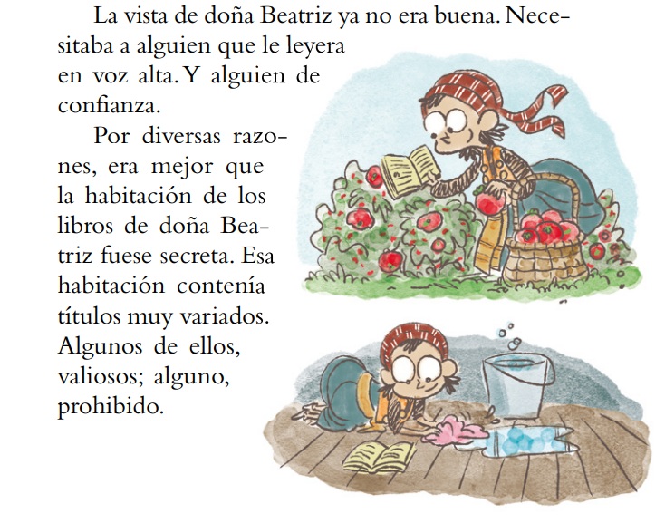 Ilustración de Una librería en el bosque
