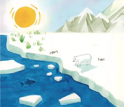 Ilustración de Nora y el oso polar